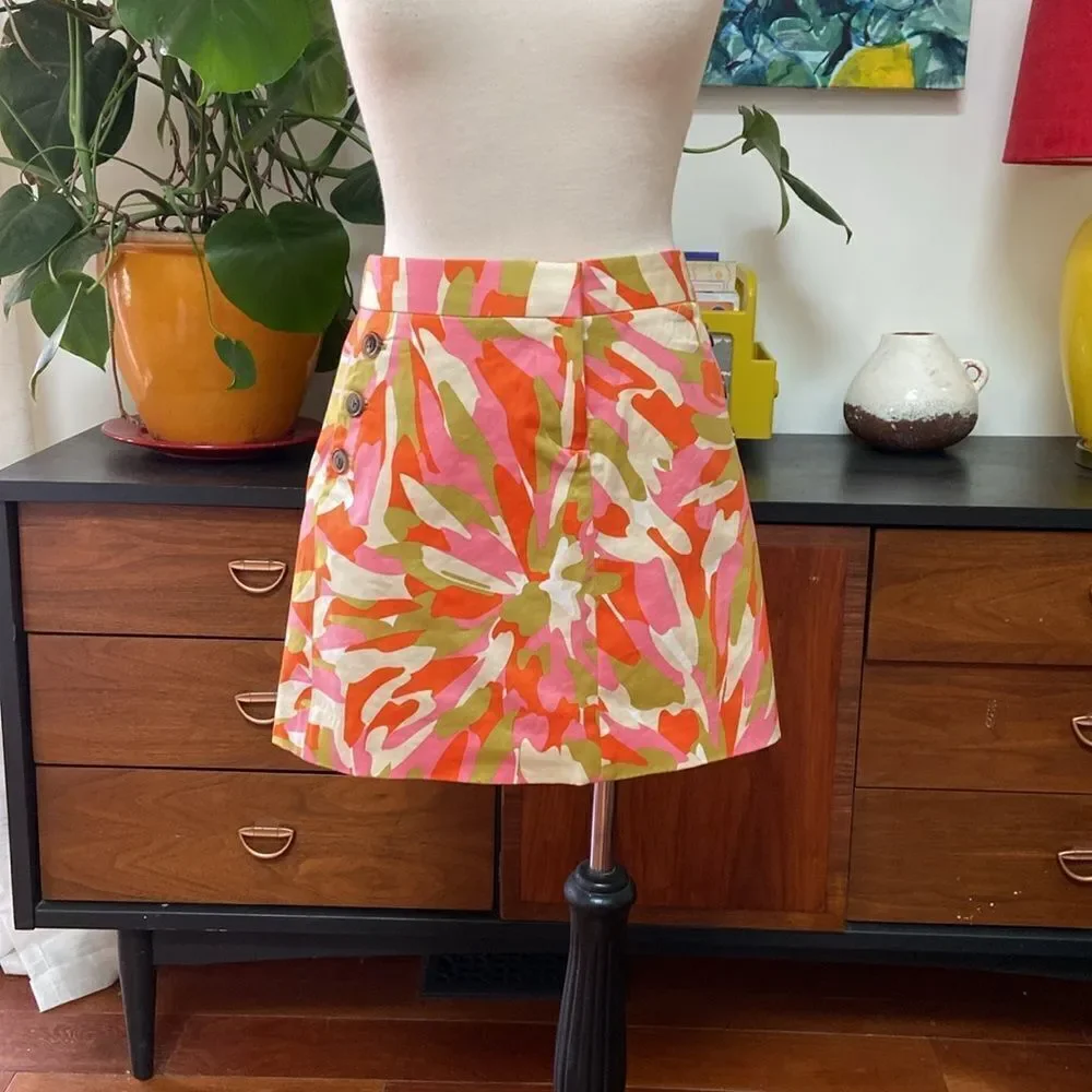 J.CREW Multi-Color Abstract Print Zip Front Skirt
